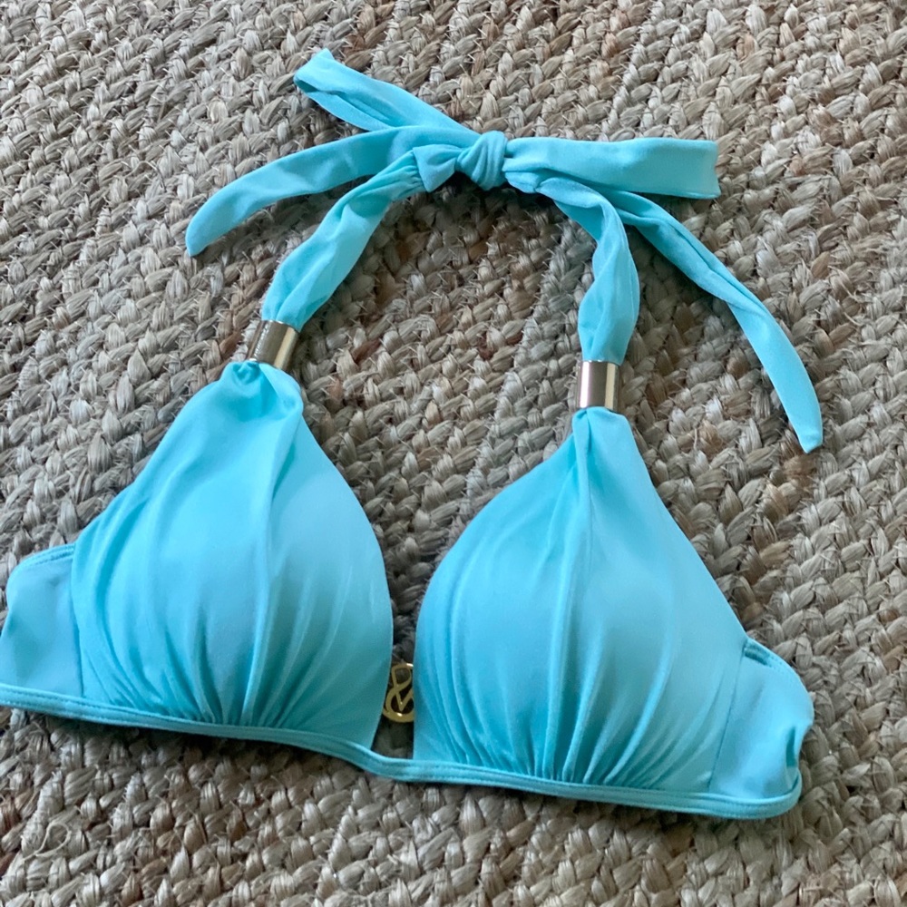 Victoria’s Secret padded halter bikini top s aqua
